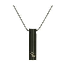 Onyx Cylinder w/ Paws Pet Cremation Necklace, 19" Chain - Funeral.com, Inc.
