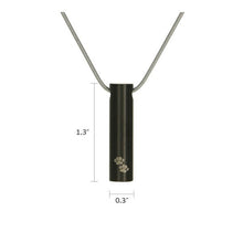 Onyx Cylinder w/ Paws Pet Cremation Necklace, 19" Chain - Funeral.com, Inc.