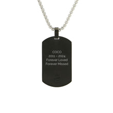 Onyx Dog Tag with Pewter Accent, 24" Chain Cremation Necklace - Funeral.com, Inc.