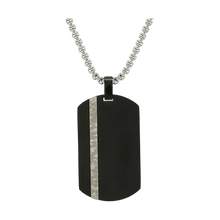 Onyx Dog Tag with Pewter Accent, 24" Chain Cremation Necklace - Funeral.com, Inc.