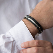 Onyx & Pewter Cable Link Cremation Bracelet - Funeral.com, Inc.