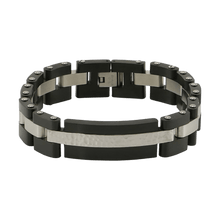 Onyx & Pewter Cable Link Cremation Bracelet - Funeral.com, Inc.
