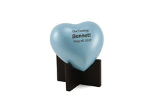 Pearl Blue Glossy Heart Small Cremation Urn - Funeral.com, Inc.