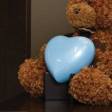 Pearl Blue Glossy Heart Small Cremation Urn - Funeral.com, Inc.