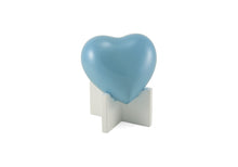 Pearl Blue Glossy Heart Small Cremation Urn - Funeral.com, Inc.