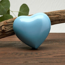 Pearl Blue Glossy Heart Small Cremation Urn - Funeral.com, Inc.