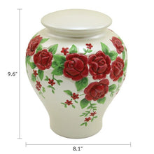 Pearl Glazed Ceramic Red Roses Adult Cremation Urn - Funeral.com, Inc.