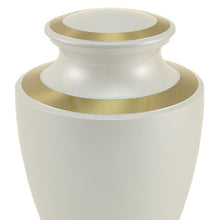 Pearl White Brass Adult Cremation Urn with Metallic Shimmer - Funeral.com, Inc.