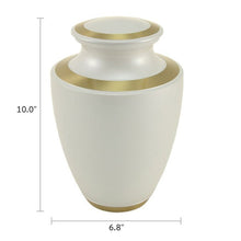 Pearl White Brass Adult Cremation Urn with Metallic Shimmer - Funeral.com, Inc.