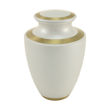 Pearl White Brass Adult Cremation Urn with Metallic Shimmer - Funeral.com, Inc.