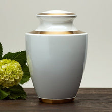 Pearl White Brass Adult Cremation Urn with Metallic Shimmer - Funeral.com, Inc.