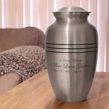 Pewter Brass Extra Large Pet Urn with Classic Three Bands - Funeral.com, Inc.