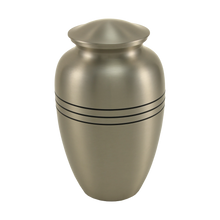 Pewter Brass Extra Large Pet Urn with Classic Three Bands - Funeral.com, Inc.