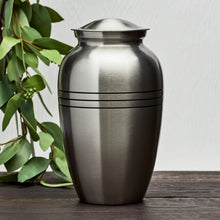 Pewter Brass Extra Large Pet Urn with Classic Three Bands - Funeral.com, Inc.