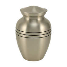 Pewter Brass Large Pet Urn with Classic Three Bands - Funeral.com, Inc.