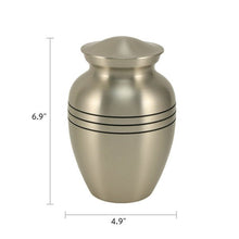 Pewter Brass Large Pet Urn with Classic Three Bands - Funeral.com, Inc.