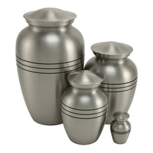 Pewter Brass Large Pet Urn with Classic Three Bands - Funeral.com, Inc.