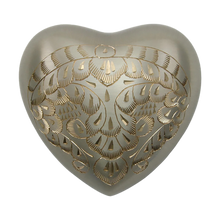 Pewter Brass Ornate Engraved Heart Keepsake Urn - Funeral.com, Inc.