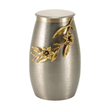 Pewter & Bronze Stainless Steel Adult Cremation Urn with Lily Design - Funeral.com, Inc.