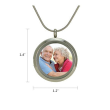 Pewter Companion Round Hinged Photo, Stainless Steel Cremation Necklace - Funeral.com, Inc.
