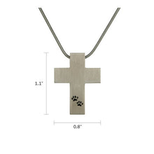 Pewter Cross w/ Paws Pet Cremation Necklace, 19" Chain - Funeral.com, Inc.
