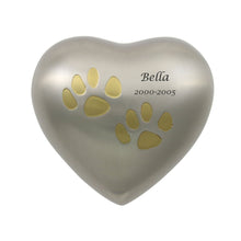 Pewter Heart Two Paw Prints Pet Keepsake Urn - Funeral.com, Inc.
