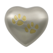 Pewter Heart Two Paw Prints Pet Keepsake Urn - Funeral.com, Inc.