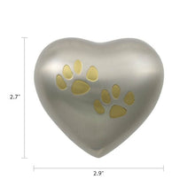 Pewter Heart Two Paw Prints Pet Keepsake Urn - Funeral.com, Inc.