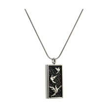 Pewter & Onyx Embossed Dove, Stainless Steel Cremation Necklace - Funeral.com, Inc.