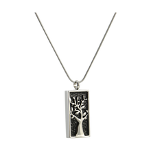 Pewter & Onyx Embossed Tree, Stainless Steel Cremation Necklace - Funeral.com, Inc.