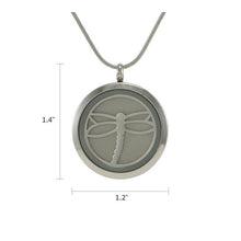 Pewter Round Hinged Dragonfly, Stainless Steel Cremation Necklace - Funeral.com, Inc.