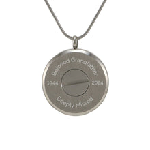 Pewter Round Hinged Photo Glass, Stainless Steel Cremation Necklace - Funeral.com, Inc.
