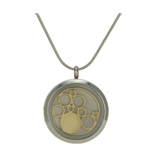 Pewter Round Hinged w/ Bronze Circles, 14K Gold - Plated Cremation Necklace - Funeral.com, Inc.