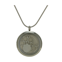 Pewter Round Hinged w/ Pewter Circles, Stainless Steel Cremation Necklace - Funeral.com, Inc.
