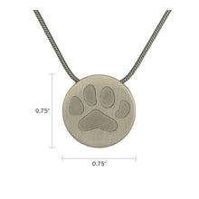 Pewter Round Large Paw Pet Cremation Necklace, Stainless Steel - Funeral.com, Inc.