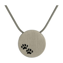 Pewter Round Pendant w/ Paw Prints Cremation Necklace - Funeral.com, Inc.