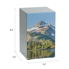Pewter Stainless Steel Majestic Mountain & Lake View Adult Cremation Urn - Funeral.com, Inc.