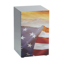 Pewter Stainless Steel Stars and Stripes Adult Cremation Urn - Funeral.com, Inc.