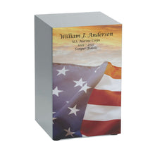 Pewter Stainless Steel Stars and Stripes Adult Cremation Urn - Funeral.com, Inc.