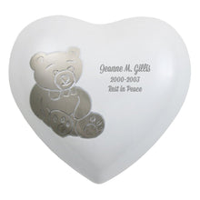 Pewter Teddy Bear Heart Small Cremation Urn - Funeral.com, Inc.