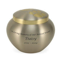 Pewter Two Bronze Paw Prints Large Pet Cremation Urn - Funeral.com, Inc.
