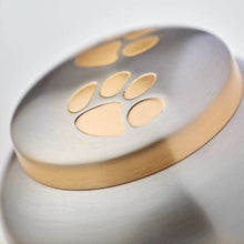 Pewter Two Bronze Paw Prints Medium Pet Cremation Urn - Funeral.com, Inc.