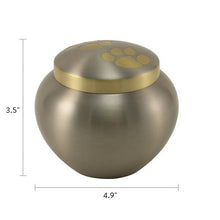 Pewter Two Bronze Paw Prints Medium Pet Cremation Urn - Funeral.com, Inc.