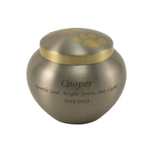 Pewter Two Bronze Paw Prints Medium Pet Cremation Urn - Funeral.com, Inc.