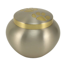 Pewter Two Bronze Paw Prints Small Pet Cremation Urn - Funeral.com, Inc.