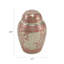 Pink Brass Engraved Pewter Rose Design Keepsake Urn - Funeral.com, Inc.