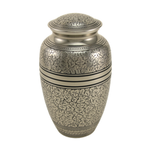 Polished Nickel Brass Oak Leaf Engraved Adult Cremation Urn - Funeral.com, Inc.