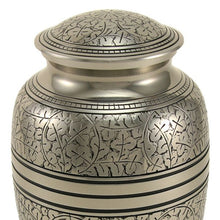 Polished Nickel Brass Oak Leaf Engraved Adult Cremation Urn - Funeral.com, Inc.