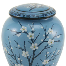 Powder Blue Ceramic Plum Blossom Adult Cremation Urn - Funeral.com, Inc.