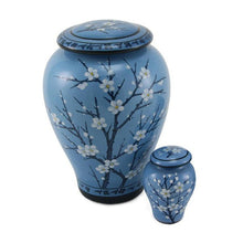Powder Blue Ceramic Plum Blossom Adult Cremation Urn - Funeral.com, Inc.